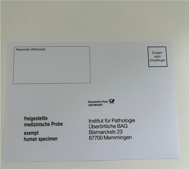Adressaufkleber Pathologie Memmingen Post